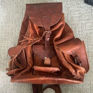Hand painted leather Backpack